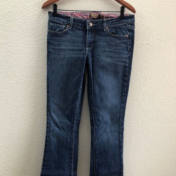 Paige Denim Lou Lou Flare Jeans Medium Wash Low Rise 28 x 31.5 - Picture 1 of 6
